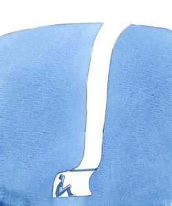 En person, der er fanget i umoral, for at tilfredsstille sin appetit, er som en mand, der bor dybt i jorden, i en lille kælder med en falddør, 2004 (w/c på papir) af Elizabeth Wang