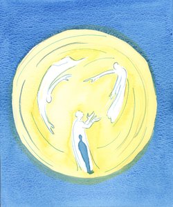 En person, der deler Guds liv gennem dåben og lever i en tilstand af nåde, kan være sikker på, at når hun beder til Faderen i Kristi navn, i Ånden, så hører og svarer han, 2003 (w/c o) af Elizabeth Wang
