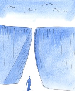 En klog kristen siger aldrig: "Denne vej foran mig er så svær eller smertefuld, at Gud umuligt kan ønske, at jeg følger den", 2005 (akvarel på papir).