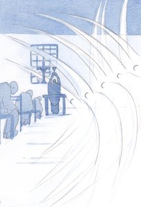 Engle bøjer sig i ærbødighed for Kristus, vor konge, da hans dyrebare blod bliver gjort til stede på vores altre, 2000 (w/c på papir) af Elizabeth Wang