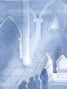 Ved min katolske konfirmation tog jeg navnet "Mary", til ære for Guds Moder, 2000 (w/c på papir) af Elizabeth Wang