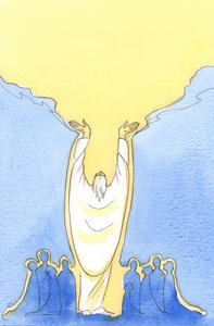 Fordi Jesus Kristus er Gud såvel som menneske og til stede iblandt os ved messen, 2003 (w/c på papir) af Elizabeth Wang