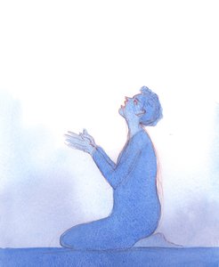 Kristus rakte mig en lilla kappe, som den, der var draperet over hans skuldre før hans korsfæstelse, 2004 (w/c på papir) af Elizabeth Wang