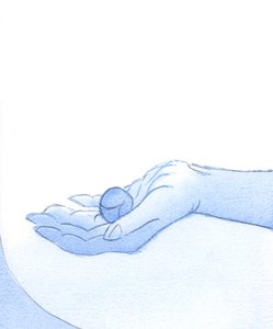 Kristus ser med tilfredshed på livet af en, der er forsonet, som er som en fejlfri frugt, 2002 (w/c på papir) af Elizabeth Wang