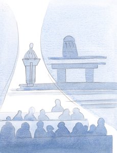 Kristus talte gennem sin præst og sagde: "Også du kan tale med autoritet"; betyder, at du, de døbte troende, kan dele troen, 2000 (w/c på papir) af Elizabeth Wang