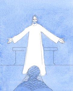 Kristus talte til mig om alle de mennesker i mit hjerte, der har brug for hjælp, og alle mine andre bekymringer, 2004 (w/c på papir) af Elizabeth Wang