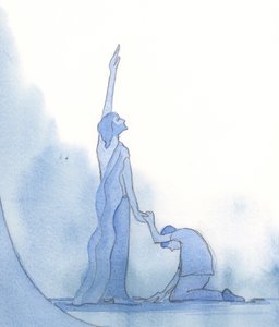 Kristus, det syndfrie gudsmenneske, er syndernes mester, 2002 (w/c på papir) af Elizabeth Wang