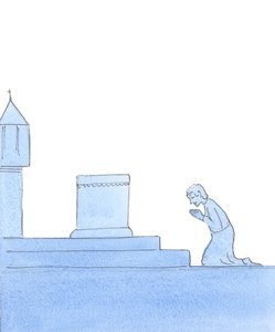 Kristus fortalte mig: "Ved ærbødighed går du ind i mysteriet, 2004 (w/c på papir) af Elizabeth Wang