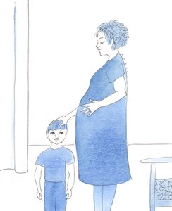 Kristus fortalte mig, hvor meget glæde det gav ham at se mig fuld af forundring over livets gave, hver gang jeg var gravid, 2005 (akvarel på papir) af Elizabeth Wang