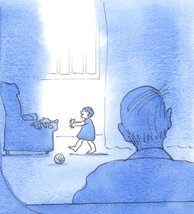 Gud Fader skjuler sin glæde i os, så han ikke skræmmer os ved intensiteten af sin glæde og hengivenhed, 2003 (w/c på papir) af Elizabeth Wang