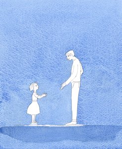 Gud Fader er glad, når vi vender os til ham og i hans søns navn beder om de gode ting, vi har brug for eller ønsker, 2004 (akvarel på papir) af Elizabeth Wang