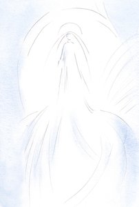 Han viste mig et glimt af sin kære, hellige mors storhed og herlighed, 2000 (w/c på papir) af Elizabeth Wang