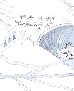Himlen findes af dem, der følger stien til floden af levende vand, som er Guddommen, 2004 (w/c på papir) af Elizabeth Wang