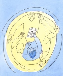 Holdt i kærligheden til de tre guddommelige personer, kan vi gå i forbøn for andre, 2004 (w/c på papir) af Elizabeth Wang