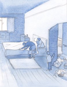 Jeg kan huske, at jeg stjal min vilje og nærede Kristus for at overleve, for at udføre mine daglige pligter, 2000 (w/c på papir) af Elizabeth Wang