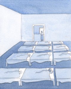 Jeg husker roen og orden i min børnehaveklasse, 2000 (w/c på papir) af Elizabeth Wang