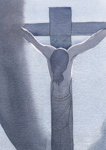 Jeg så Jesus, korsfæstet og blodig, hoved bøjet i pine. Det er her, kærligheden bragte ham, 2000 (w/c på papir)