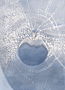 Jeg fik et glimt af højden og dybden af Guds herlighed. Himlen og jorden er ét, i glædelig tilbedelse, gennem Kristus, 2000 (w/c på papir) af Elizabeth Wang