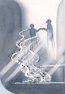 I den hellige nadver falder vores små synder væk som aske, når Kristus løfter os op for at dele sin glæde, 2000 (w/c på papir) af Elizabeth Wang