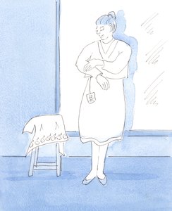 Det er godt, at vi glæder os over smukke ting og takker Gud for dem, 2004 (w/c på papir) af Elizabeth Wang