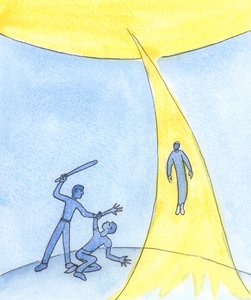 Det er Helligånden, Kærlighedens Ånd, der fører sjæle til Himlen, når vi dør, 2004 (w/c på papir) af Elizabeth Wang
