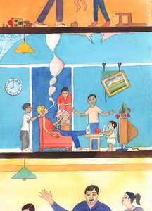 Det er Guds vilje, at vi opfylder vores pligter over for vores nærmeste familie, 2002 (w/c på papir) af Elizabeth Wang