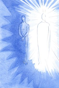 Husk to ting om Kristus; i sit legeme led og døde han for dig; Opstanden og i live nu, han længes efter at vejlede og fodre dig, 2001 (w/c på papir) af Elizabeth Wang