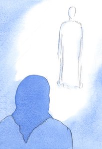 Lys og nåde kan strømme overdådigt over min sjæl, fra Kristus, når jeg kraftigt har kæmpet mod fristelser, 2002 (w/c på papir) af Elizabeth Wang