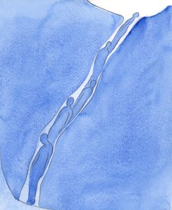 Mange trin i renselse er nødvendige for at gøre en syndig sjæl egnet til himlen, i stand til at bære himlens lys, 2002 (w/c på papir) af Elizabeth Wang