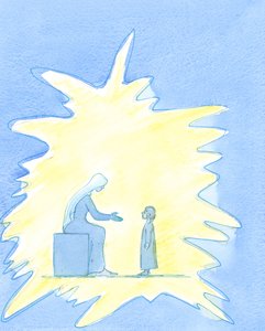 Mary blev undfanget Immaculate, 2003 (w/c på papir) af Elizabeth Wang