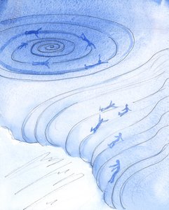 Dødssynden er som en hvirvel, 2004 (w/c på papir) af Elizabeth Wang