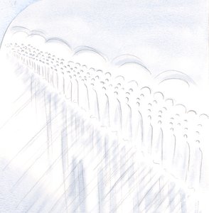 Min glæde flyder over, når Kristus i nadver forener min sjæl med tilbedelsen af engle og hellige, 2000 (w/c på papir) af Elizabeth Wang