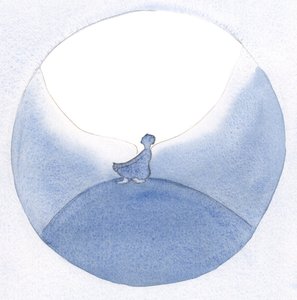 Engang, da jeg sad i bøn og fremsatte anmodninger til mig selv og andre, hvilede jeg halvt i himlen, så det ud til, i fuldstændig fred., 2001 (w/c på papir) af Elizabeth Wang