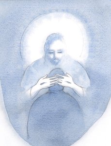 Engang, da jeg bad om hjælp, kom Kristus til min sjæl og gav mig sin fred, 2000 (w/c på papir) af Elizabeth Wang