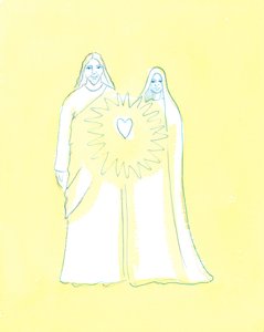 Vor Frue delte Kristi angst som ingen andre på jorden, 2003 (w/c på papir) af Elizabeth Wang