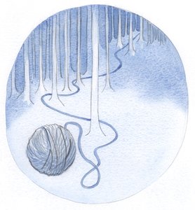 Vores daglige pligter er som en gylden snor, der viser os Guds vilje og fører os til himlen, 2001 (w/c på papir) af Elizabeth Wang
