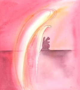 Vores skytsengle beder altid med stor ærbødighed og hengivenhed, 2005 (akvarel på papir) af Elizabeth Wang