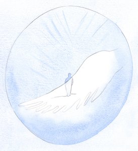 At bede vore bønner og tro på dem, skyldes Helligåndens handling og er bevis på hans nærvær. Vi kan ikke bede en god bøn uden ham, 2001 (w/c på papir)