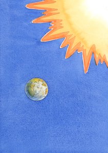 Eftersom Gud er steget ned fra himlen til jorden for at ydmyge sig, for at frelse os, bør vi ikke vise respektløshed ved at gå glip af messe eller ignorere hans tilstedeværelse i det hellige sakramente., 2004 (w/c på papir) af Elizabeth Wang