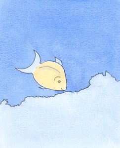 En person, der ivrig søger efter nye hengivenheder, er som en fisk, der søger efter mad, dag efter dag, på Barrier Reef, 2003 (w/c på papir) af Elizabeth Wang