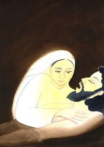 The Pieta, 2001 (w/c på papir) af Elizabeth Wang