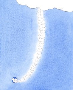 Himlens hellighed er så forskellig fra de syndige jordiske måder og holdninger, at mennesket ikke kan hæve sig til disse højder ved egen kraft, 2005 (akvarel på papir). af Elizabeth Wang
