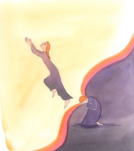 Den indre verden i sjælen, som vi går ind i gennem bøn, er større end det fysiske univers, hvori vi midlertidigt er indespærret, 2000 (w/c på papir) af Elizabeth Wang