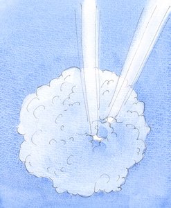 De synder og den selvkærlighed, der vises i vores verden, dækker vores verden som en altomfattende sky, 2005 (akvarel på papir) af Elizabeth Wang