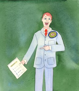 Den katolske kirkes lære kan ikke sammenlignes med forslagene i et partipolitisk manifest, som bare kan kasseres, hvis vælgerne ikke bryder sig om dem, 2004 (akvarel på papir). af Elizabeth Wang