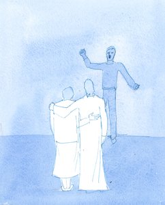 Foreningen mellem Kristus og mig selv er så tæt, at den, der sårer mig, må såre Kristus, 2004 (w/c på papir) af Elizabeth Wang