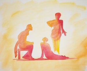 Kvinden der elsker meget og er meget tilgivet, 2001 (w/c på papir) af Elizabeth Wang