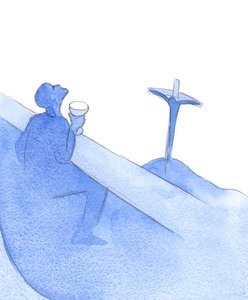 Dette var grunden til Kristi afsked med venner ved hans sidste nadver, for hans pine og hans død - grunden var synd, 2002 (w/c på papir) af Elizabeth Wang