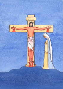 De Kristi venner i dag, som ikke gider gå til messe, opfører sig som Kristi venner for længe siden, der stak af, da Kristus blev arresteret og korsfæstet., 2004 (w/c på papir) af Elizabeth Wang