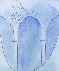 Gennem tro og anger blev min sjæl ændret som fra en hule til en katedral, klar til tilbedelse, 2002 (w/c på papir) af Elizabeth Wang